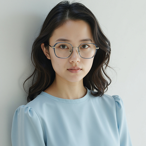 Lenskart Blue Transparent Full Rim Geometric left side