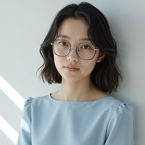 Lenskart Blue Transparent Full Rim Geometric right side