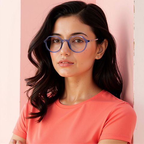 Lenskart Air Online Blue Transparent Full Rim Round right side