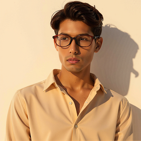 Lenskart Air Online Light Brown Full Rim Rectangle left side Lenskart Air Online Light Brown Full Rim Rectangle left side