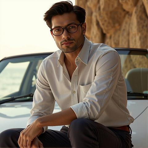Lenskart Air Online Light Brown Full Rim Rectangle left side Lenskart Air Online Light Brown Full Rim Rectangle left side