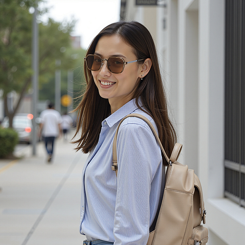Lenskart Air Light Brown Full Rim Geometric left side