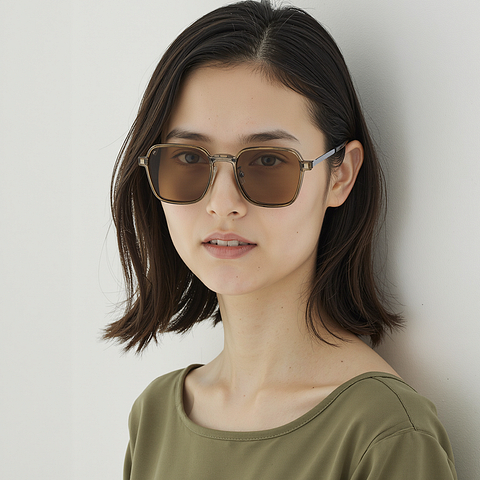 Lenskart Air Light Brown Full Rim Geometric left side