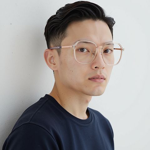 Lenskart Air Rose Gold Full Rim Geometric left side