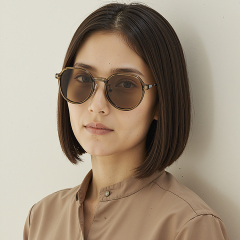 Lenskart Air Brown Transparent Full Rim Round left side