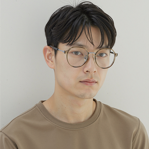 Lenskart Air Brown Transparent Full Rim Round left side