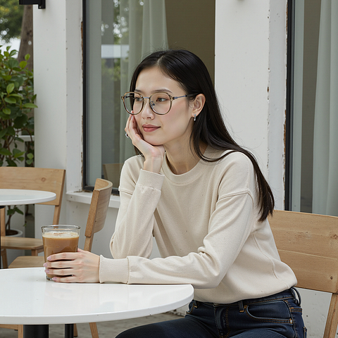 Lenskart Air Brown Transparent Full Rim Round left side