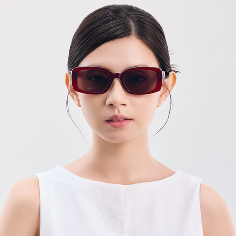 Lenskart STUDIO Red Transparent Full Rim Rectangle left side