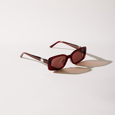 Lenskart STUDIO Red Transparent Full Rim Rectangle left side