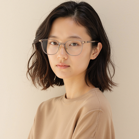 Lenskart Brown Transparent Full Rim Rectangle left side