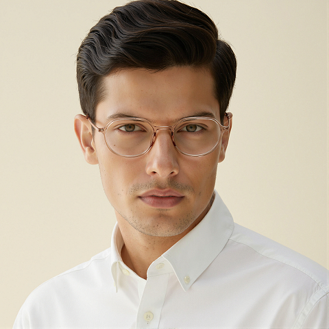 Lenskart Air Brown Transparent Full Rim Round left side