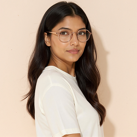 Lenskart Air Brown Transparent Full Rim Round left side