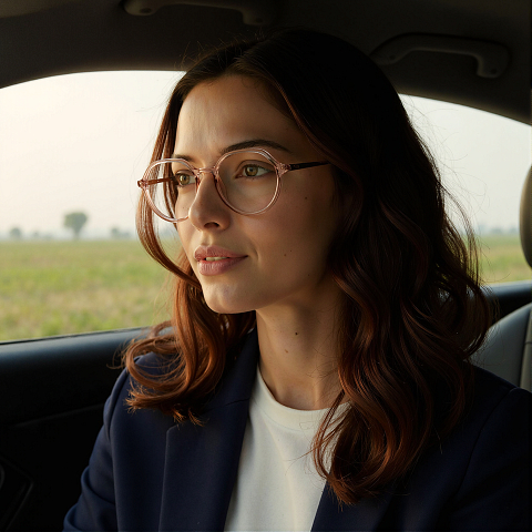 Lenskart Air Brown Transparent Full Rim Round right side