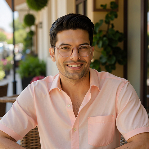 Lenskart Air Brown Transparent Full Rim Round left side