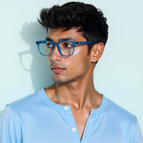 Lenskart Hustlr Screen Glasses Blue Block Phone Screen Glasses : Caribbean Full Rim Square Lenskart HUSTLR LB E14058-W C37 right side Lenskart Hustlr Screen Glasses Blue Block Phone Screen Glasses : Caribbean Full Rim Square Lenskart HUSTLR LB E14058-W C37 right side