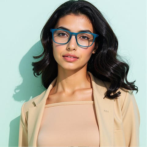 Lenskart Hustlr Screen Glasses Blue Block Phone Screen Glasses : Caribbean Full Rim Square Lenskart HUSTLR LB E14058-W C37 left side Lenskart Hustlr Screen Glasses Blue Block Phone Screen Glasses : Caribbean Full Rim Square Lenskart HUSTLR LB E14058-W C37 left side