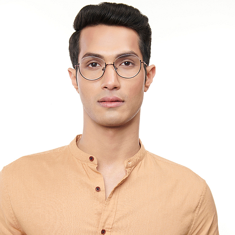 Lenskart Studio Online Dark Brown Half Rim Round right side