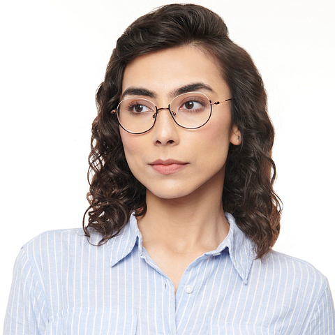 Lenskart Studio Online Dark Brown Half Rim Round right side