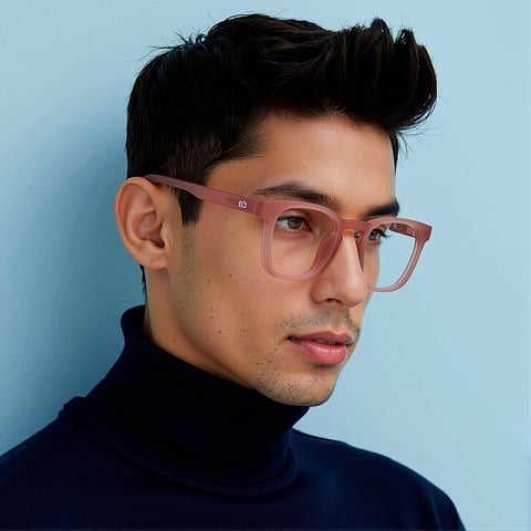 Lenskart Hustlr Screen Glasses Blue Block Zero Power Screen Glasses : Dusty Rose Full Rim Square Lenskart HUSTLR LB E14058-XW C3 right side