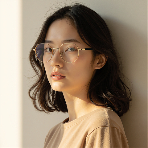 Lenskart Gold Full Rim Round left side