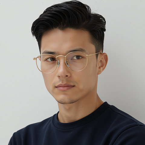 Lenskart Gold Full Rim Round left side