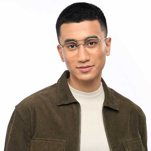 Lenskart Studio Online Gold Full Rim Round left side