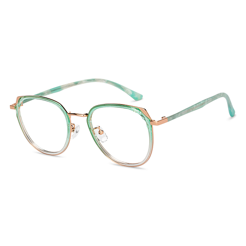 Lenskart Gold Green Transparent Full Rim Round left side