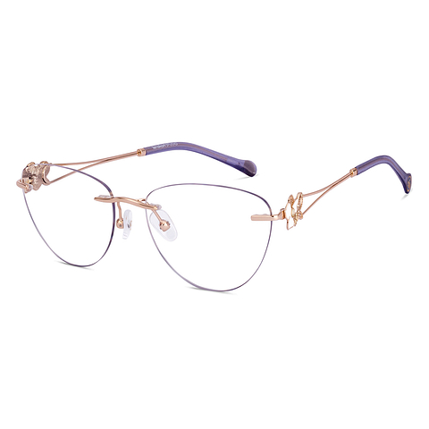 Buy Gold Rimless Cat Eye Lenskart STUDIO SLEEK STEEL LK E000215-C1 - Main Image