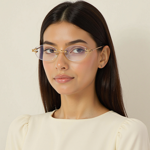 Lenskart Gold Rimless Oval left side