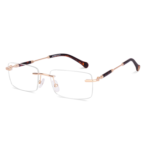 Rimless Glasses Men's Rectangular Eyeglass Frames Pro Rimless