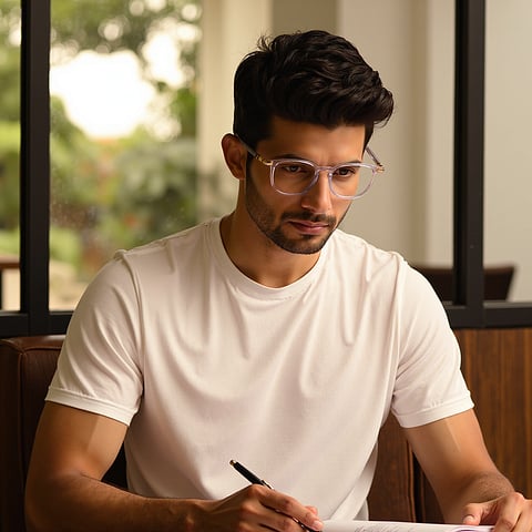 Lenskart Air Transparent Full Rim Round left side