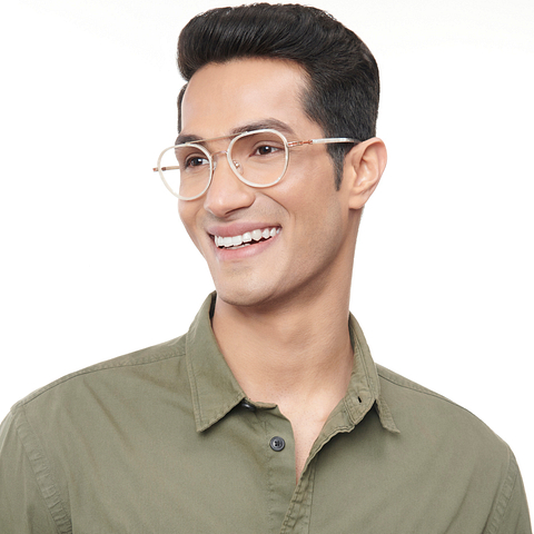 Lenskart Studio Online White Full Rim Round left side