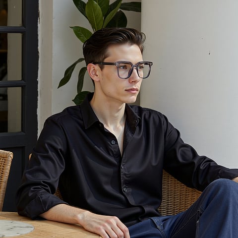 Lenskart Air Gray Transparent Full Rim Square left side