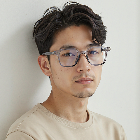 Lenskart Air Gray Transparent Full Rim Square left side