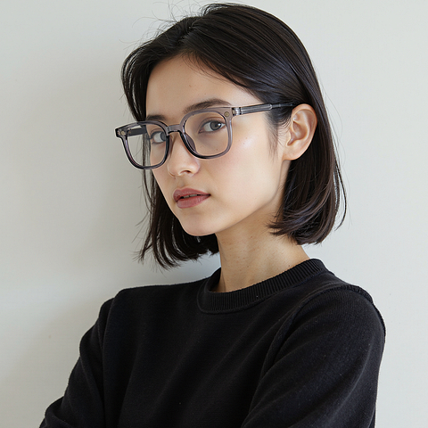 Lenskart Air Gray Transparent Full Rim Square left side