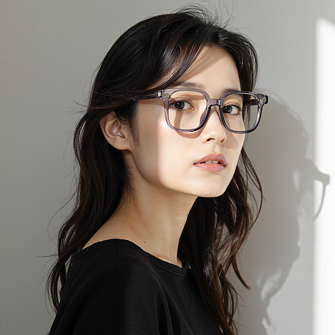Lenskart Air Gray Transparent Full Rim Square right side