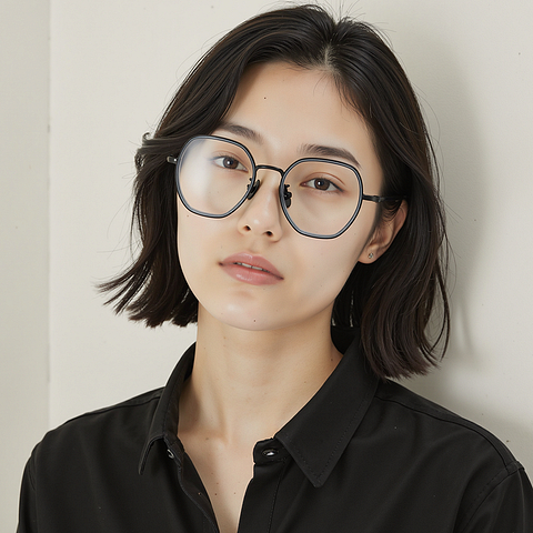 Lenskart Gray Full Rim Geometric left side