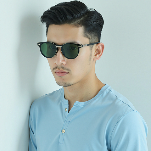 Lenskart STUDIO Green Full Rim Round Lenskart STUDIO SG Switch LK E17671AF Accessories left side