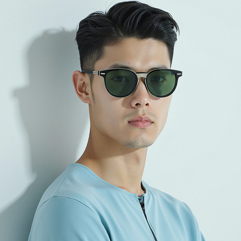 Lenskart STUDIO Green Full Rim Round Lenskart STUDIO SG Switch LK E17671AF Accessories right side