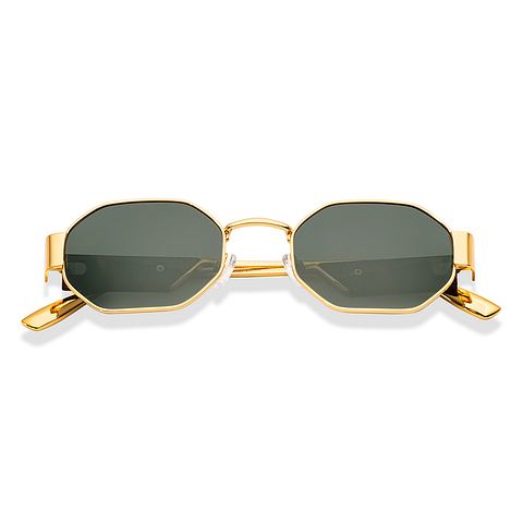 Lenskart Shiny Gold Full Rim Hexagonal left side