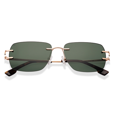 Lenskart Shiny Gold Rimless Rectangle left side