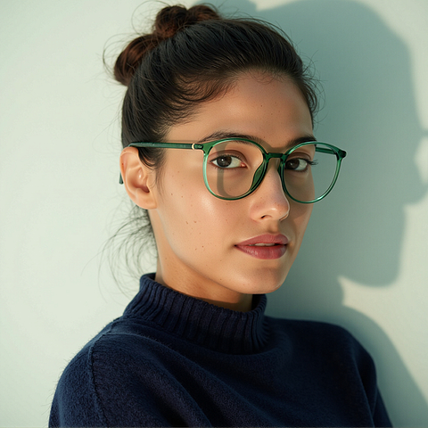 Lenskart Air Green Transparent Full Rim Round right side