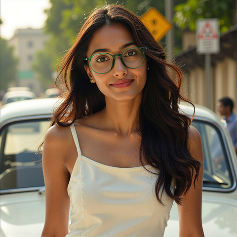 Lenskart Air Green Transparent Full Rim Round right side