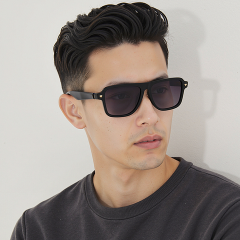 Lenskart STUDIO Black Full Rim Geometric left side