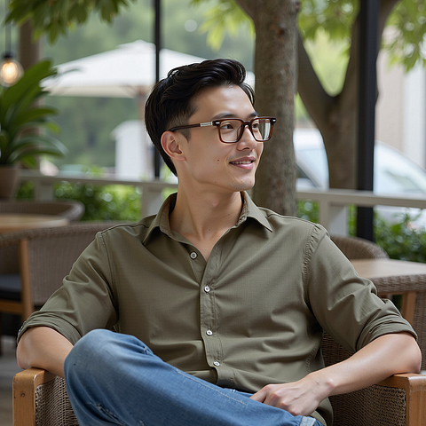 Lenskart STUDIO Dark Brown Full Rim Rectangle left side