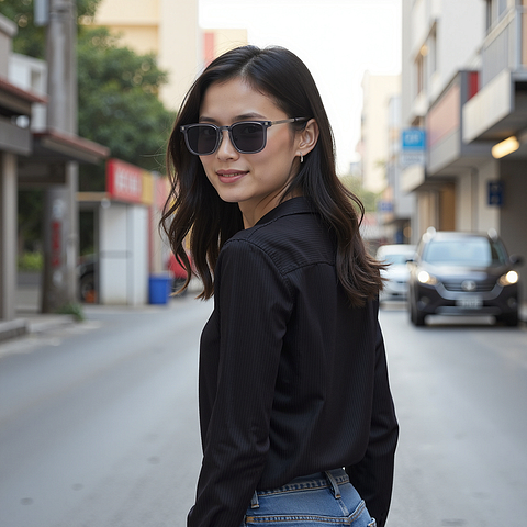 Lenskart Air Gray Full Rim Square left side