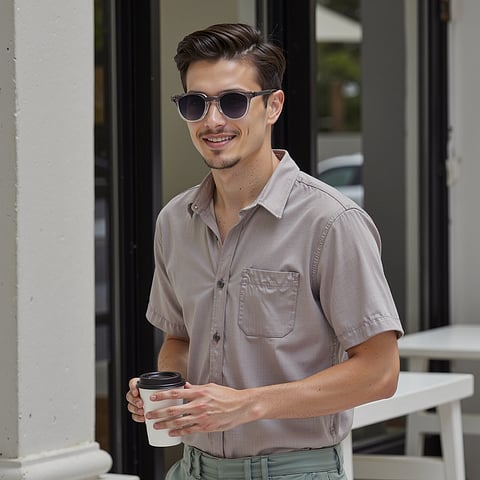 Lenskart Air Transparent Grey Full Rim Round left side