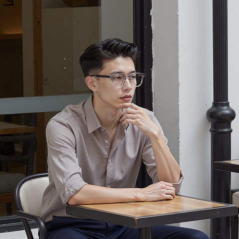 Lenskart Air Transparent Grey Full Rim Round left side