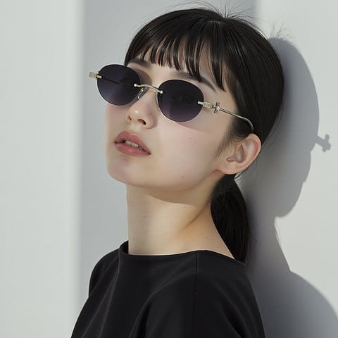 Lenskart STUDIO Silver Rimless Round left side