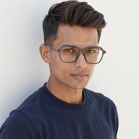 Lenskart Air Light Gray Full Rim Square right side Lenskart Air Light Gray Full Rim Square right side